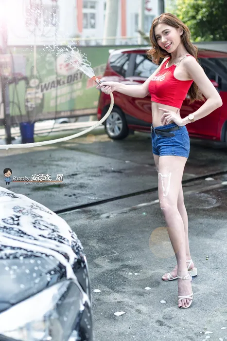 [Mzsock] NO.111 Cai Yixin car wash party, high heels and beautiful legs outdoor shot street photography#[44P]-15